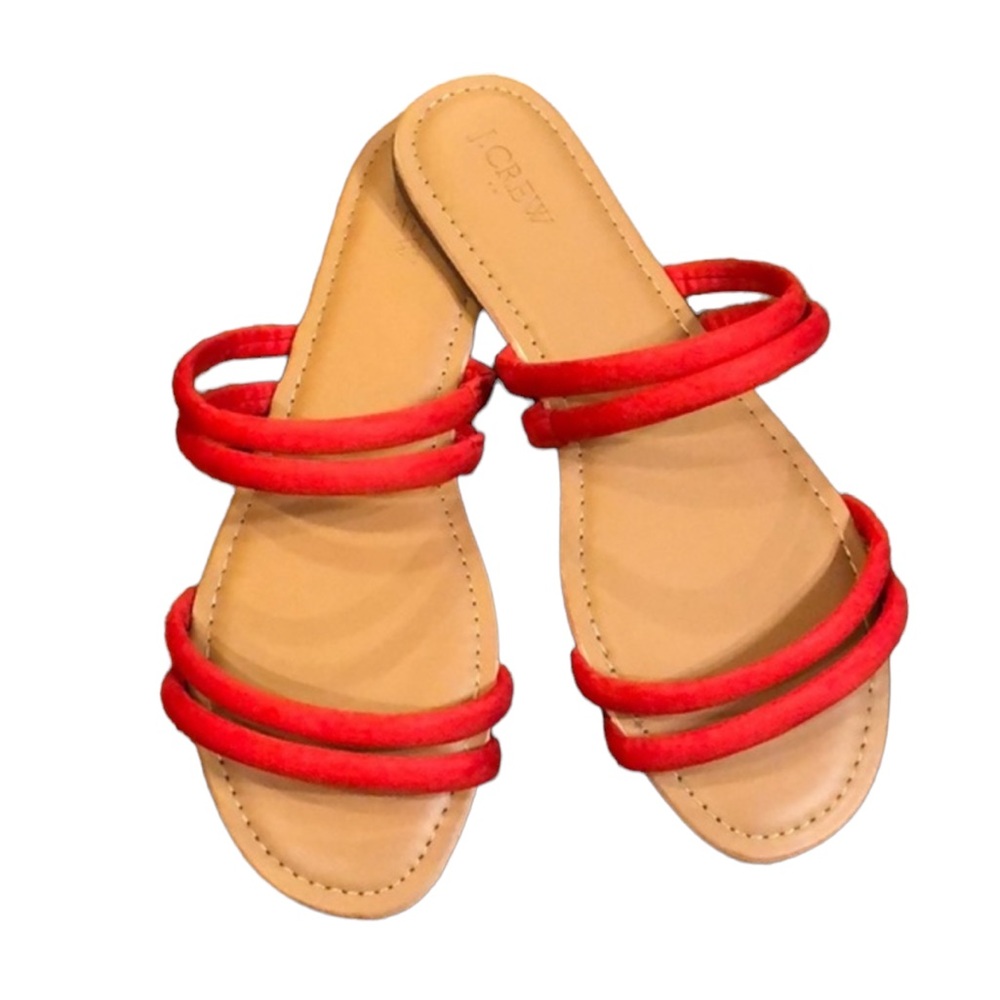 J. Crew Red Slide Sandals